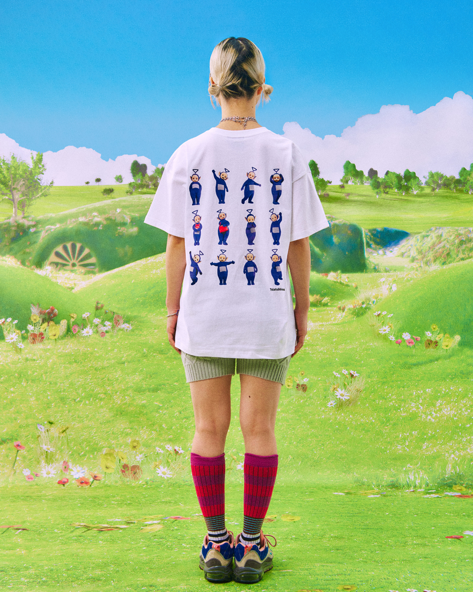 Tシャツ・カットソー LAUGHER Teletubbies Motion Purple Dolby T-Shirt White TE29 MUSINSA | LAUGHER [Teletubbies] Motion Purple Dolby T-shirt