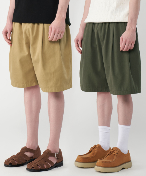 Bermuda хлопок Two-Tuck Wide Half Pants Shorts 3 Colors