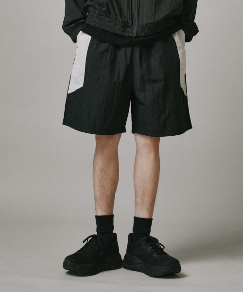 Nylon Split Short Shorts [Black] thumbnail 3