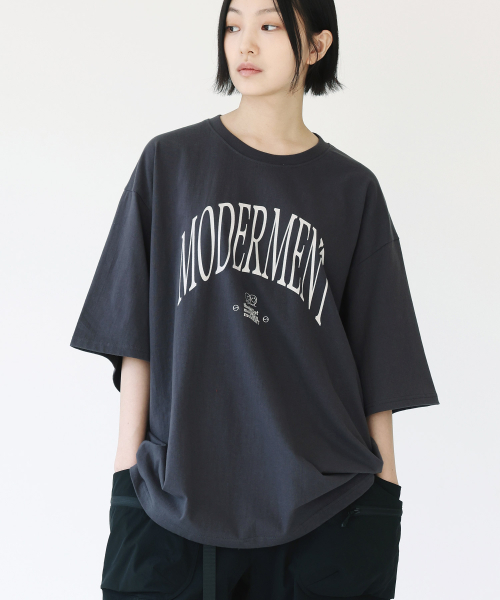 Finn logo oversize short-sleeve T-shirt [charcoal]