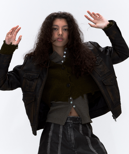 ERER Graffiti Pocket Rider Jacket Brown