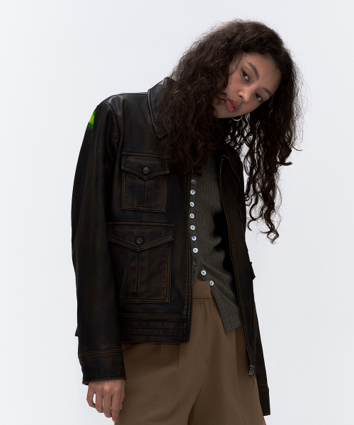 ERER Graffiti Pocket Rider Jacket Brown