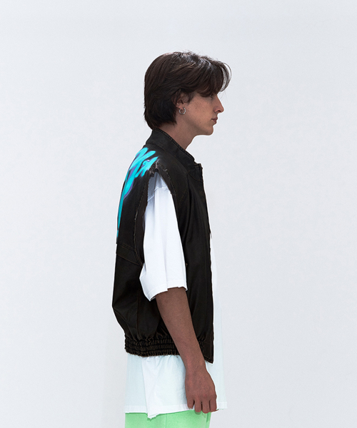 ERER Graffiti Leather Vest Brown