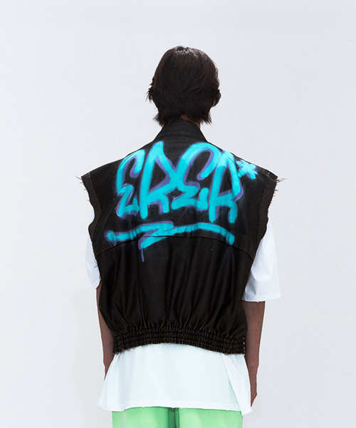ERER Graffiti Leather Vest Brown