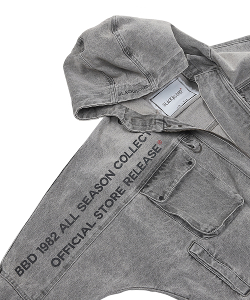 Bibidi винтаж клэш денимовый жакет на молнии с худи Vintage Grey
