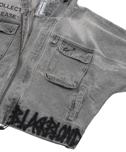 Bibidi винтаж клэш денимовый жакет на молнии с худи Vintage Grey