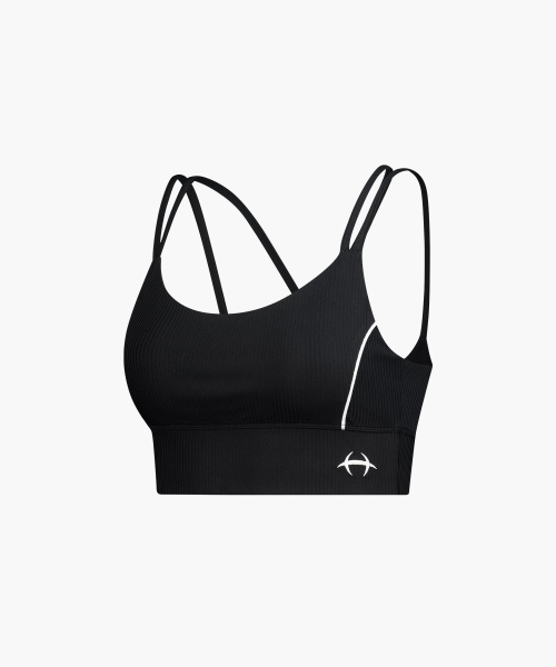 Womens Support Ribbed Bra Top Black