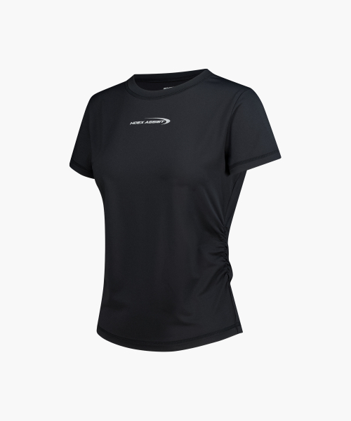 Womens Assist Shirring Short Sleeve Black