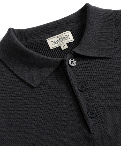 W23 KNITTED POLO SHIRT (ash black)