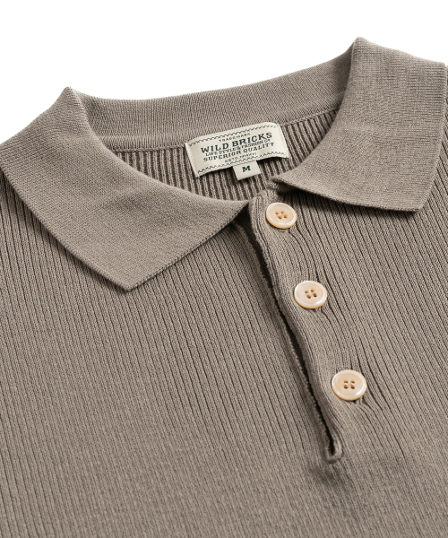W23 KNITTED POLO SHIRT (sand beige)