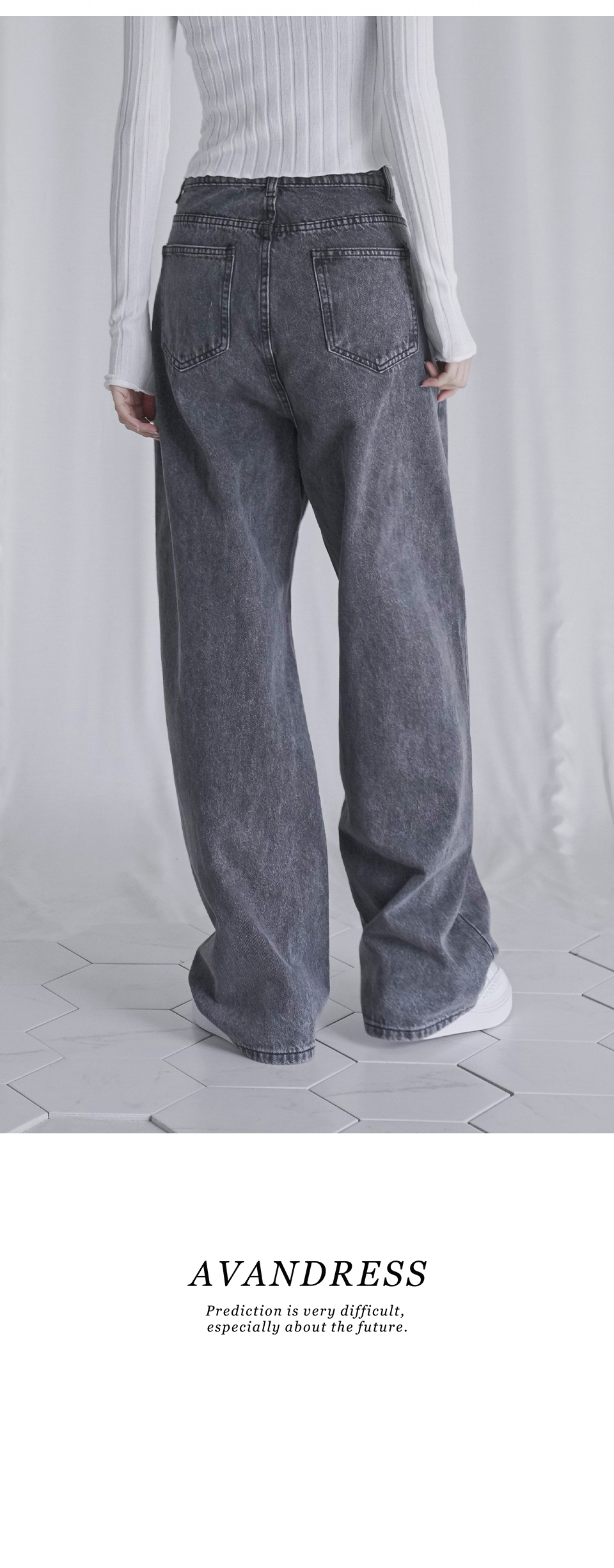 ☆AVANDRESS☆ BUCKLE WIDE DENIM PANTS GREY AD41PT34GR MUSINSA | AVANDRESS BUCKLE WIDE DENIM PANTS GRAY