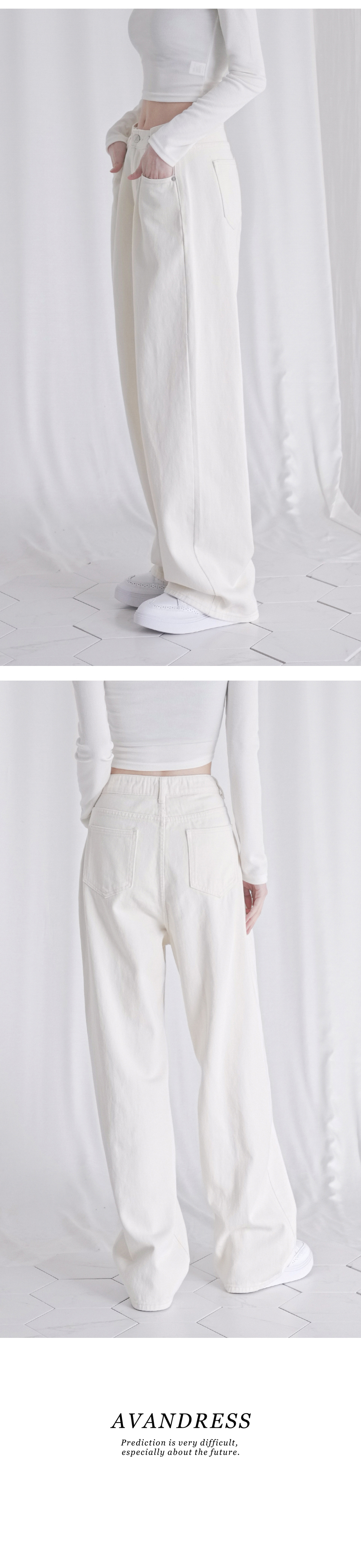 MUSINSA | AVANDRESS BUCKLE WIDE DENIM PANTS CREAM