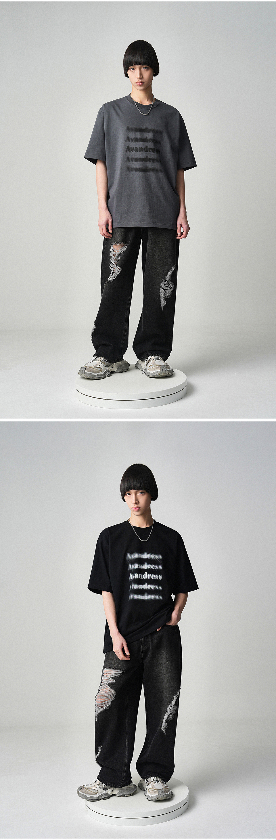 MUSINSA | AVANDRESS Brush Destroyed Denim Pants BLUE
