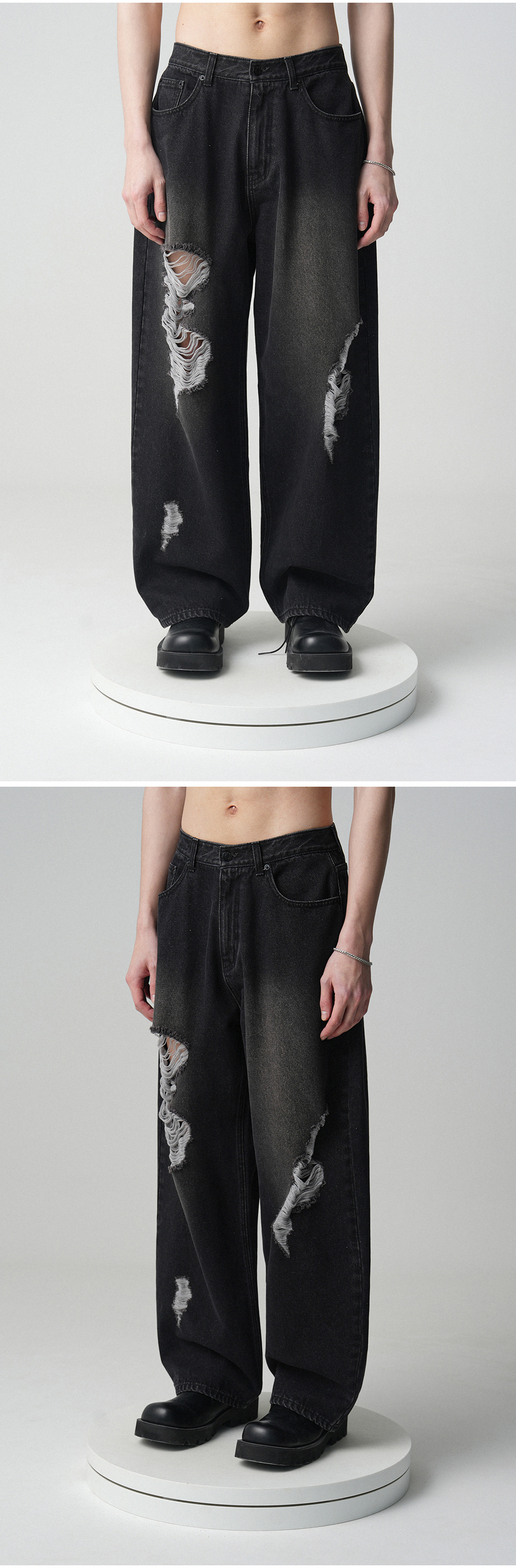 MUSINSA | AVANDRESS Brush Destroyed Denim Pants BLUE