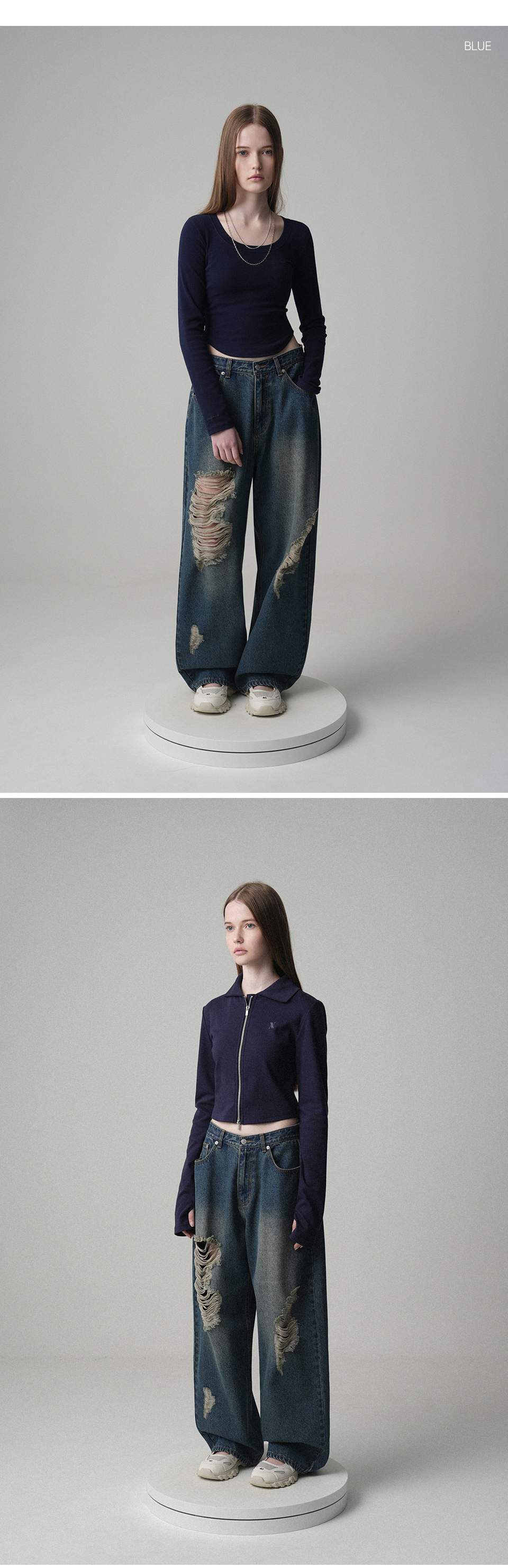 ☆AVANDRESS☆ Brush Destroyed Denim Pants BLUE AV41PT05BL MUSINSA | AVANDRESS Brush Destroyed Denim Pants BLUE