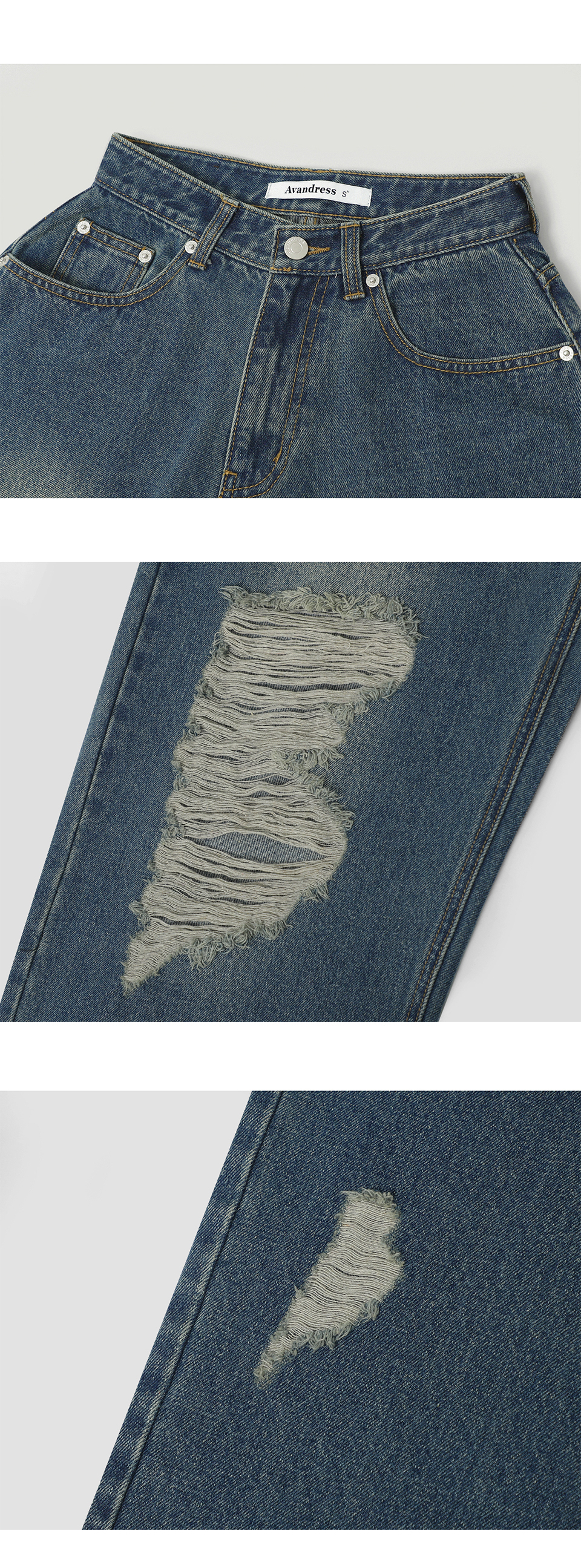 ☆AVANDRESS☆ Brush Destroyed Denim Pants BLUE AV41PT05BL MUSINSA | AVANDRESS Brush Destroyed Denim Pants BLUE
