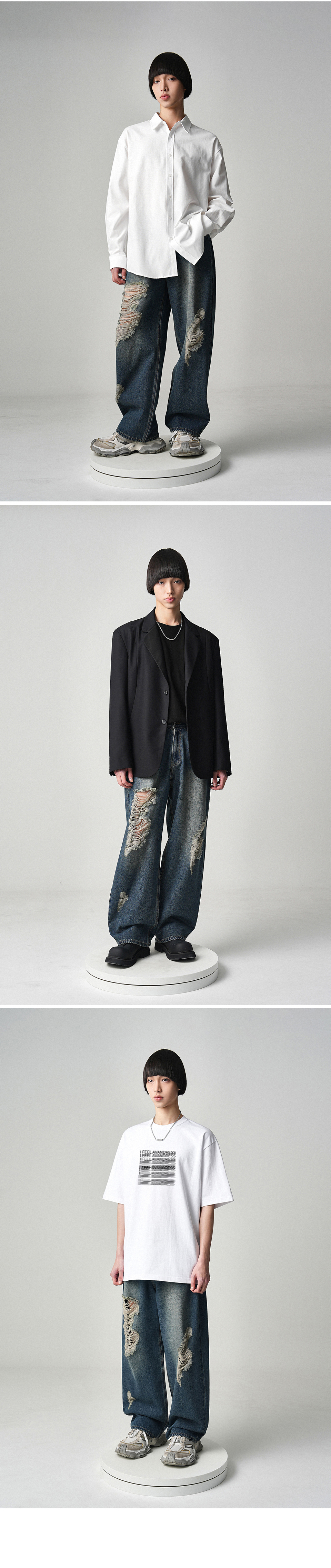 ☆AVANDRESS☆ Brush Destroyed Denim Pants BLUE AV41PT05BL MUSINSA | AVANDRESS Brush Destroyed Denim Pants BLUE