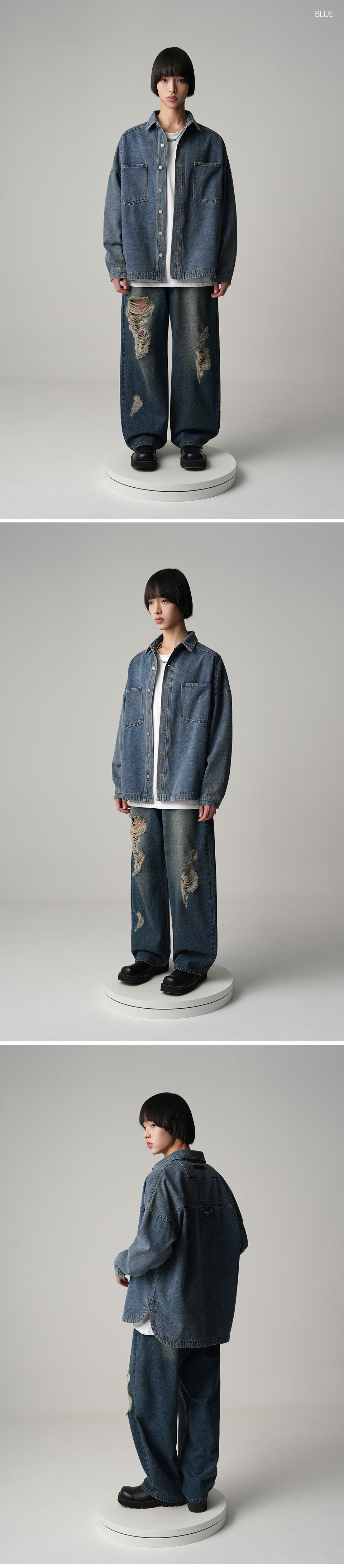 ☆AVANDRESS☆ Brush Destroyed Denim Pants BLUE AV41PT05BL MUSINSA | AVANDRESS Brush Destroyed Denim Pants BLACK