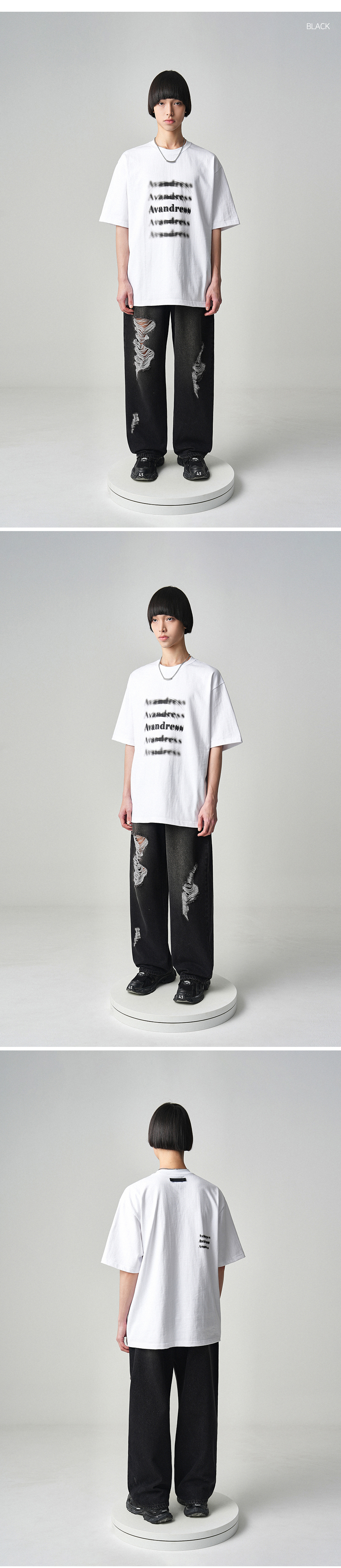 MUSINSA | AVANDRESS Brush Destroyed Denim Pants BLACK
