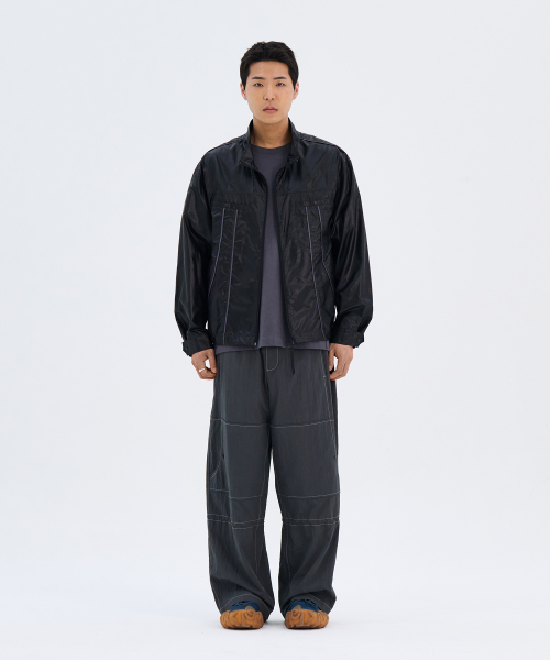 PIPING LIGHT WIND JUMPER (BLACK)