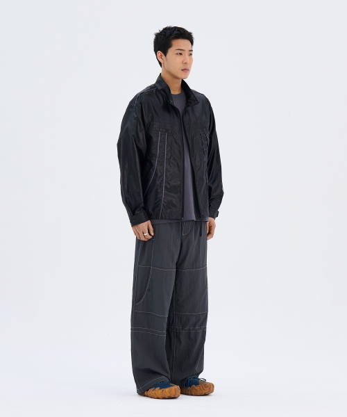 PIPING LIGHT WIND JUMPER (BLACK)