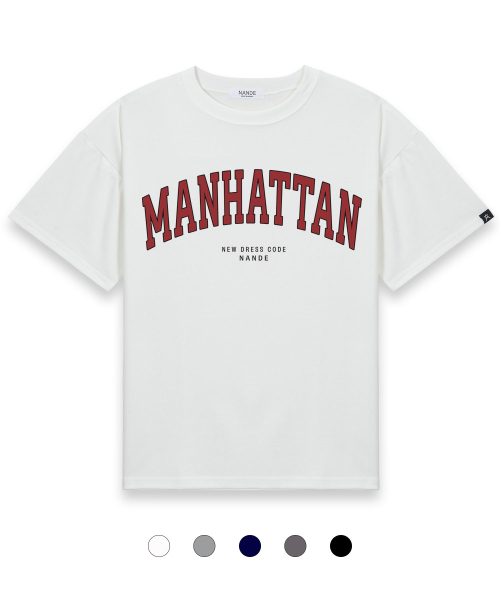 MANHATTAN Oversized-fit Printed Short-Sleeved T-shirt 5colors