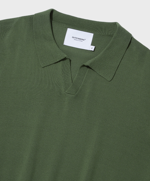 HS KNIT OPEN COLLAR SHIRT_OLIVE