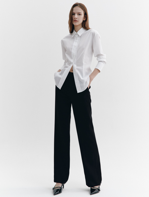 Front Lip Pocket Semi Boots Cut Pants BLACK