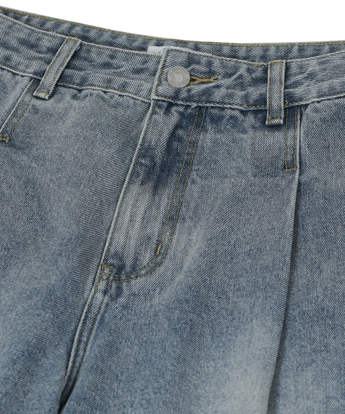 87-STAN172 Базовые джинсовые бермуды с защипами Vintage Blue
