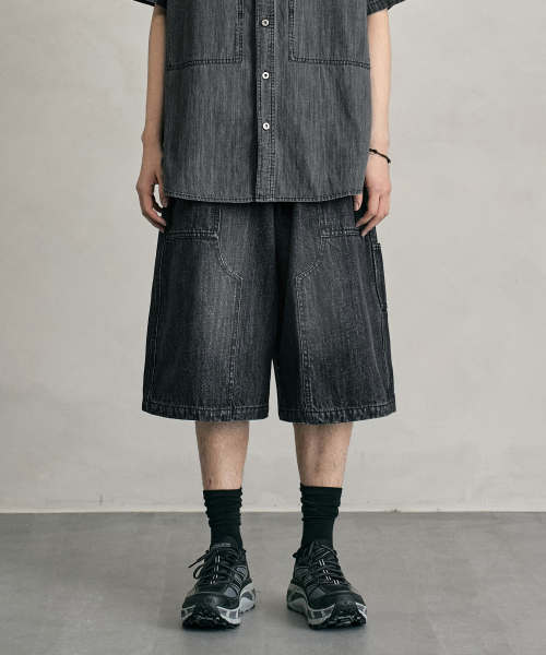 Double Knee Denim Shorts DCPT062BlackA
