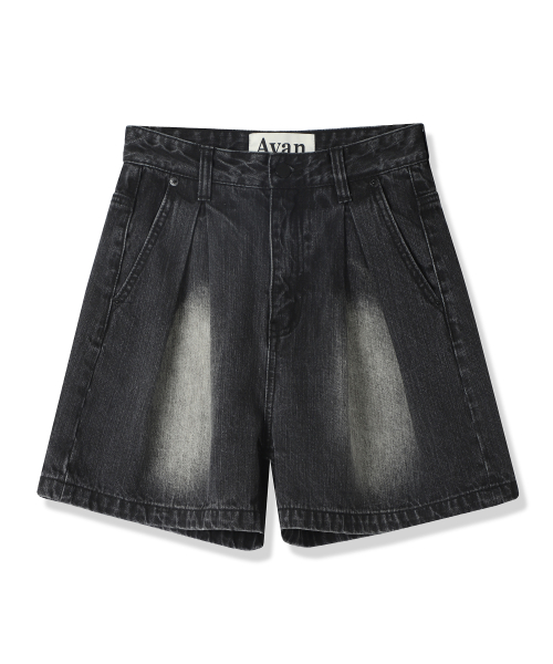 Double Wrinkle Denim Shorts DEEP BLUE