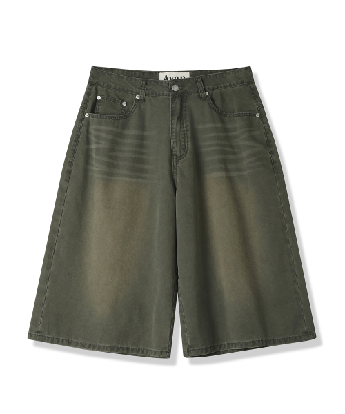 Dyed Bermuda Denim Pants KHAKI