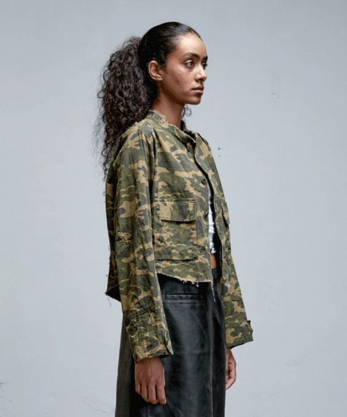 Camouflage Ripstop Crop Jacket Khaki