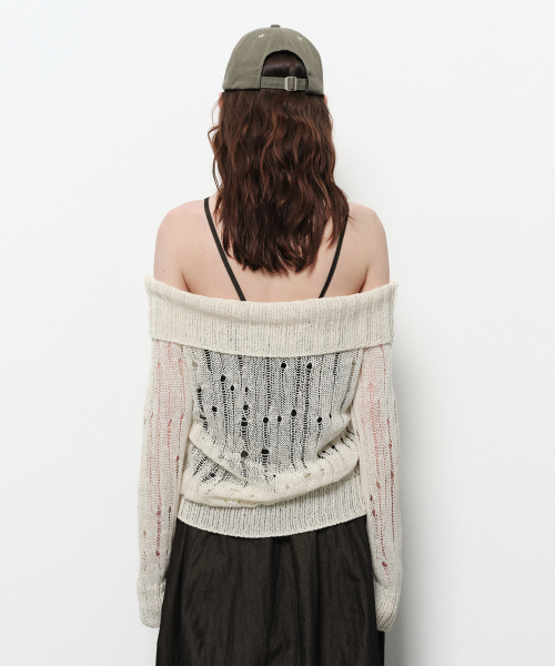 OFF SHOULDER DAMAGE KNIT (ivory)