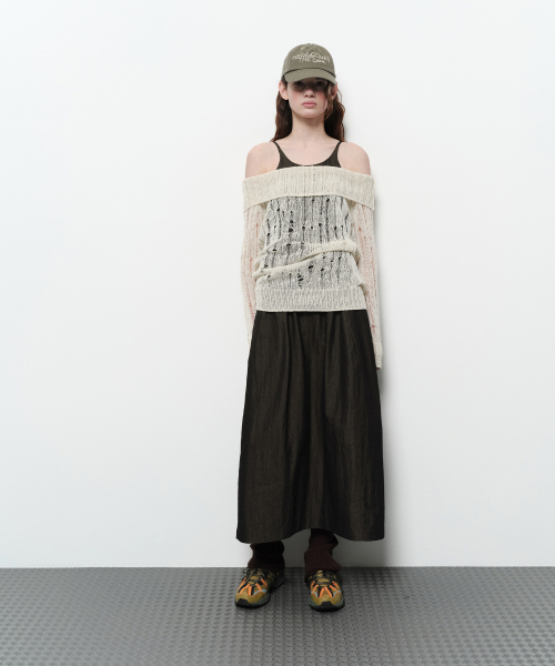 OFF SHOULDER DAMAGE KNIT (ivory)