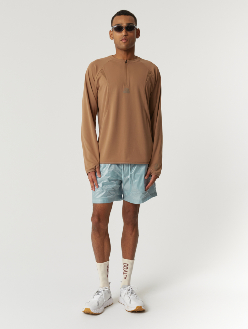 MS LONG SLEEVE QUARTER ZIP-UP-BROWN