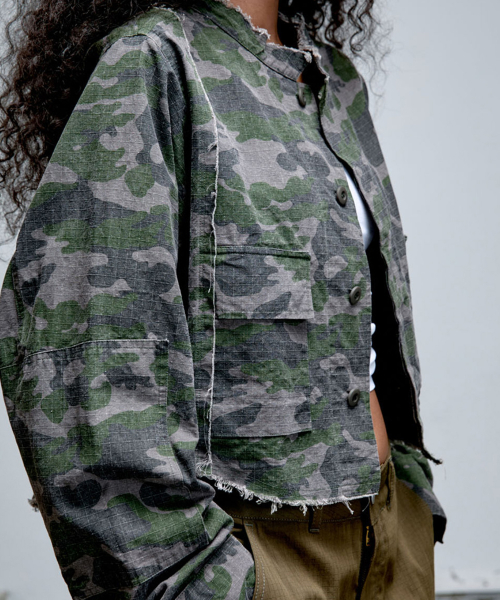 Camouflage Ripstop Crop Jacket Dark Khaki