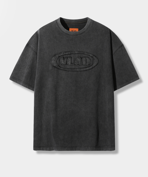 VLAD CUT-OFF APPLIQUE HALF T-SHIRT_PIGMENT CHARCOAL