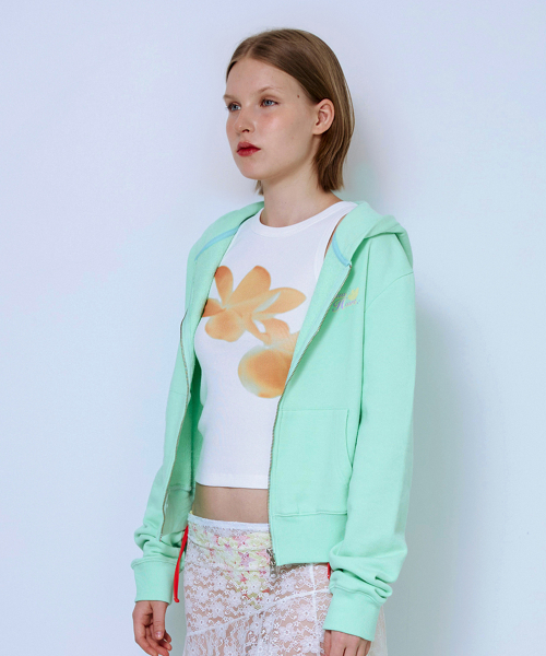 Худи на молнии Aqua Heart в цвете Lime
