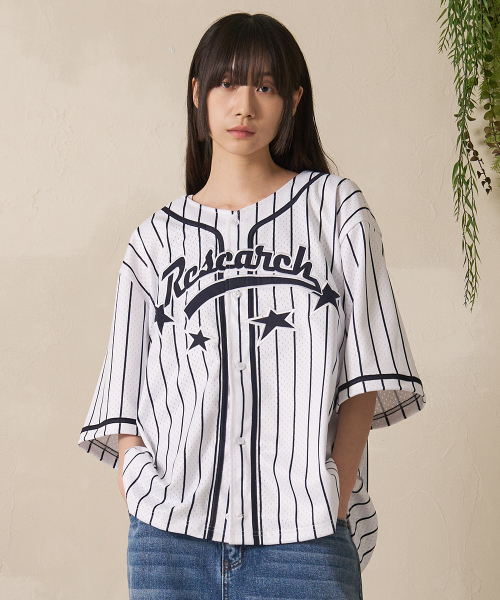 Star Logo Applique Baseball Shirts White
