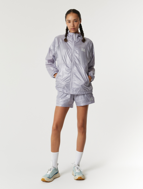 GLOSSY HOODED LIGHTWEIGHT JACKET-LAVENDER