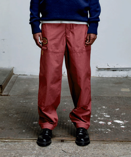 Board Work Pants with Patch Detail Red