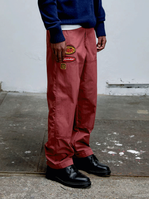 Board Work Pants with Patch Detail Red