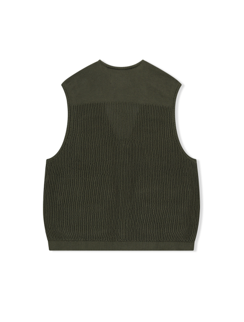 Knitted Utility Vest Khaki