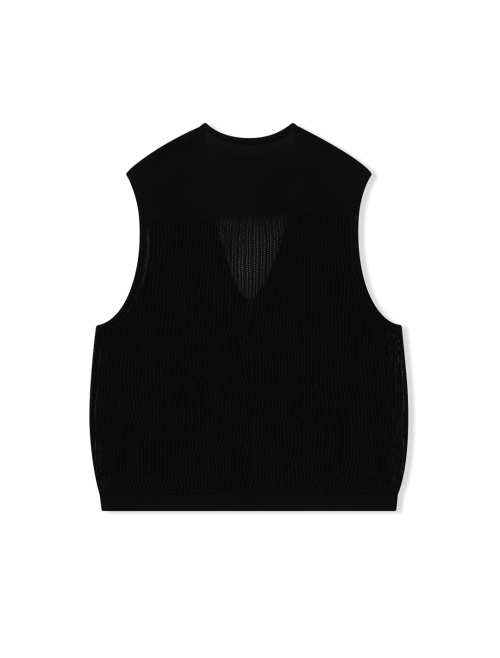 Knitted Utility Vest Black