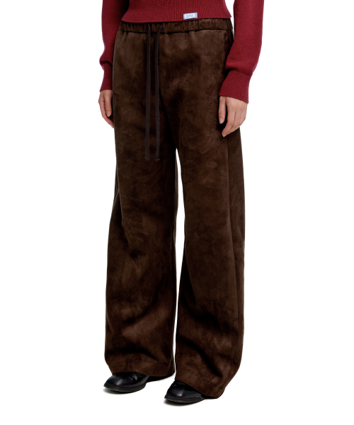 UNISEX SUEDE EFFECT TRACK PANTS - BROWN