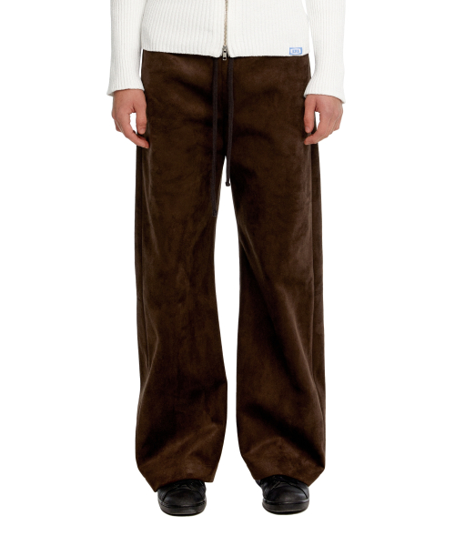 UNISEX SUEDE EFFECT TRACK PANTS - BROWN