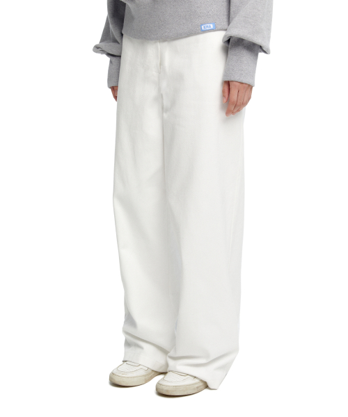 WOMEN CLASSIC WIDE - FIT DRAWSTRING PANTS - WHITE