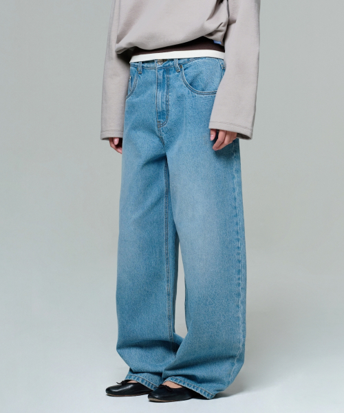 WOMEN ERA WIDE FIT DENIM PANTS - LIGHT BLUE