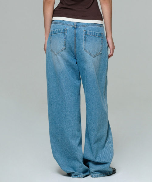 WOMEN ERA WIDE FIT DENIM PANTS - LIGHT BLUE